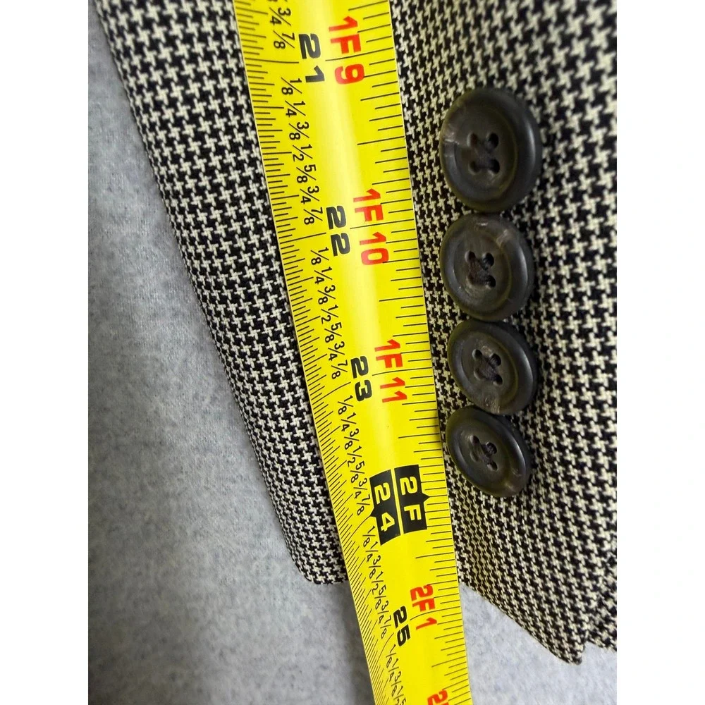 Polo Ralph Lauren Vintage Houndstooth Blazer 38R Tan Black USA Made Sport Coat